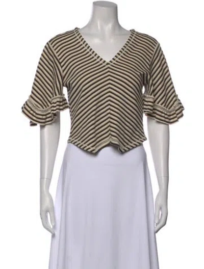 Pre-owned See By Chloé Striped V-neck Top In Neutral