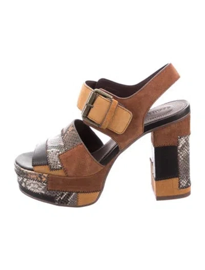 Pre-owned See By Chloé Suede Animal Print Sandals In Brown