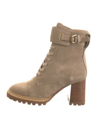 Pre-owned See By Chloé Suede Boots In Neutral
