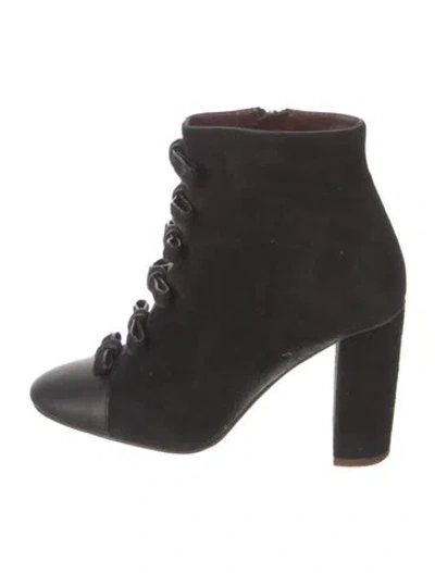 Pre-owned See By Chloé Suede Bow Accents Lace-up Boots In Black
