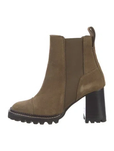 Pre-owned See By Chloé Suede Chelsea Boots In Green