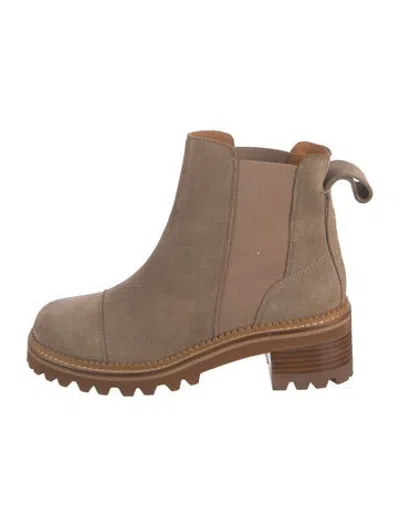 Pre-owned See By Chloé Suede Chelsea Boots In Neutrals