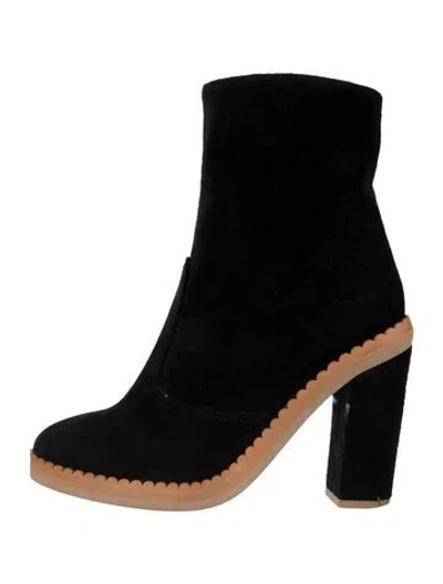 Pre-owned See By Chloé Suede Colorblock Pattern Boots In Black