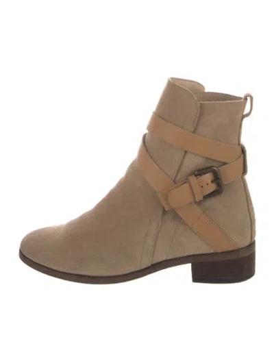 Pre-owned See By Chloé Suede Colorblock Pattern Chelsea Boots In Neutral