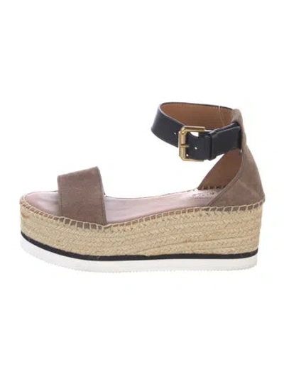 Pre-owned See By Chloé Suede Colorblock Pattern Espadrilles In Black