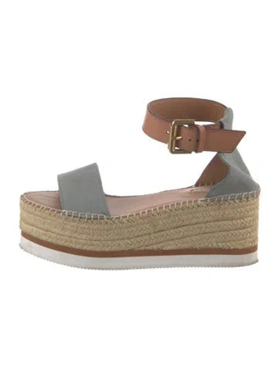 Pre-owned See By Chloé Suede Colorblock Pattern Espadrilles In Blue