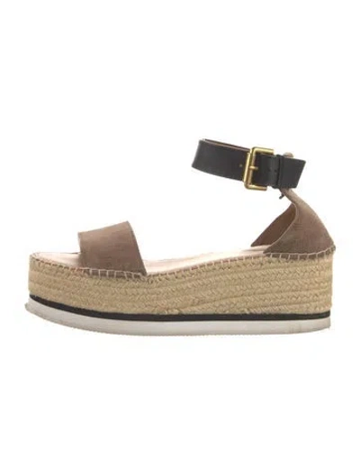 Pre-owned See By Chloé Suede Colorblock Pattern Espadrilles In Gray