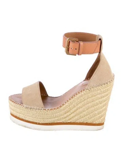 Pre-owned See By Chloé Suede Colorblock Pattern Espadrilles In Neutral