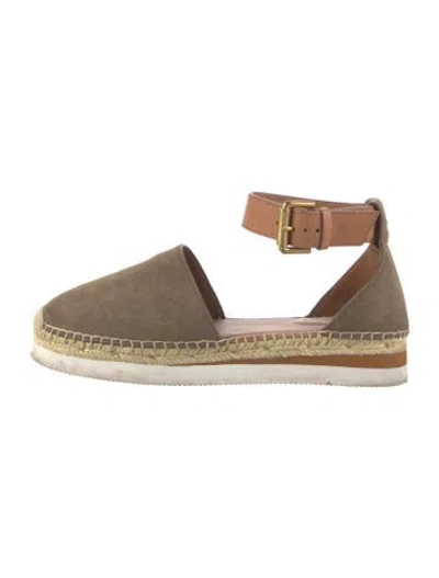 Pre-owned See By Chloé Suede Colorblock Pattern Espadrilles In Neutral