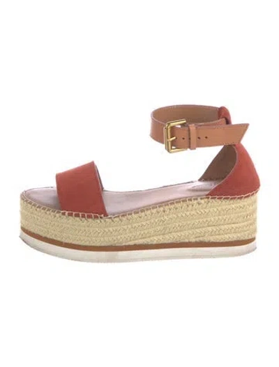 Pre-owned See By Chloé Suede Colorblock Pattern Espadrilles In Red