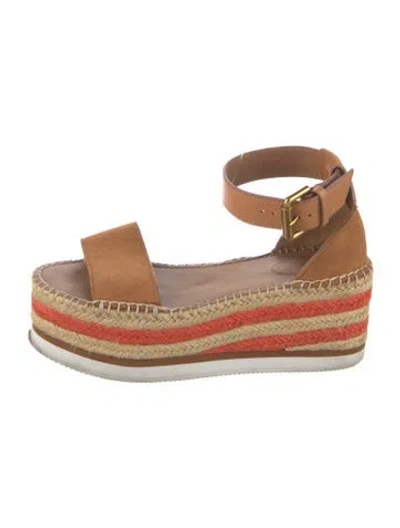 Pre-owned See By Chloé Suede Colorblock Pattern Espadrilles In Red