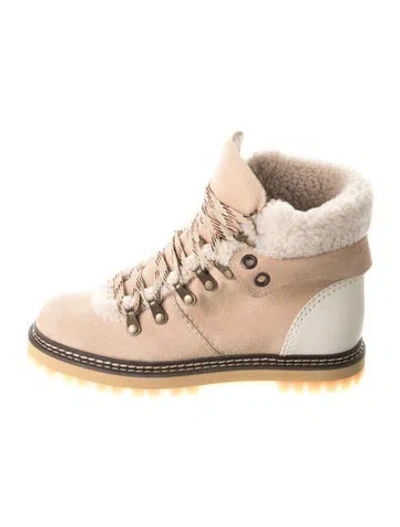Pre-owned See By Chloé Suede Colorblock Pattern Hiking Boots In Neutral