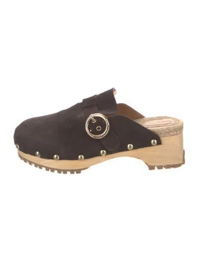 Pre-owned See By Chloé Suede Colorblock Pattern Mules In Brown