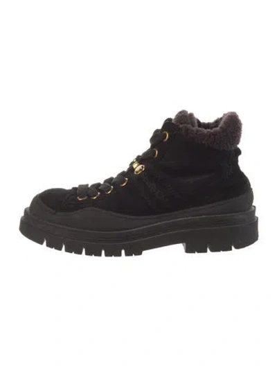 Pre-owned See By Chloé Suede Combat Boots In Black