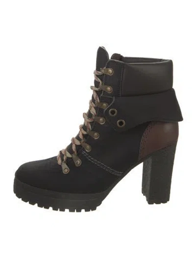 Pre-owned See By Chloé Suede Combat Boots In Black