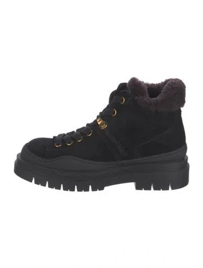 Pre-owned See By Chloé Suede Combat Boots In Black