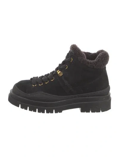 Pre-owned See By Chloé Suede Combat Boots In Black