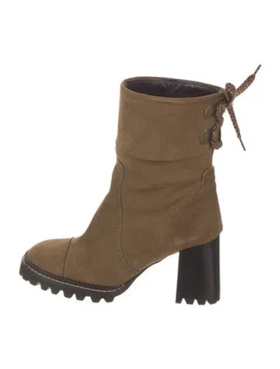 Pre-owned See By Chloé Suede Combat Boots In Brown
