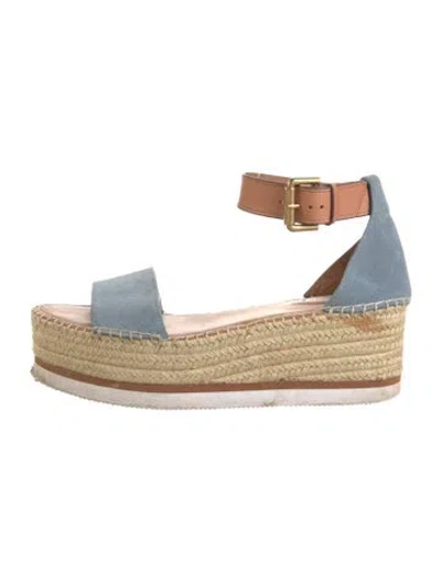Pre-owned See By Chloé Suede Espadrilles In Blue/neutrals