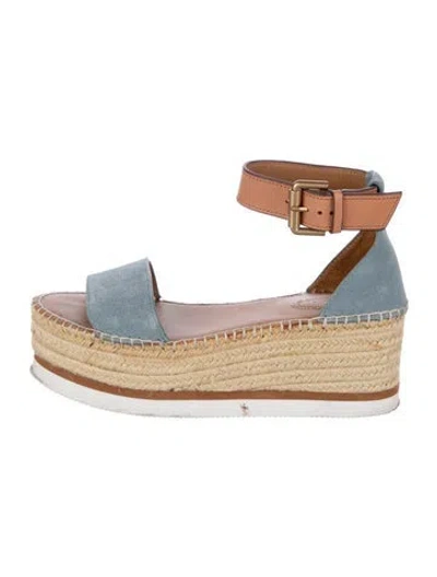 Pre-owned See By Chloé Suede Espadrilles In Blue/neutrals