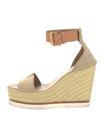 Pre-owned See By Chloé Suede Espadrilles In Neutral