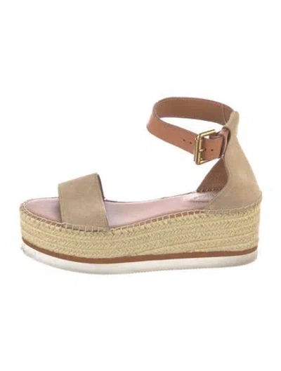 Pre-owned See By Chloé Suede Espadrilles In Neutrals