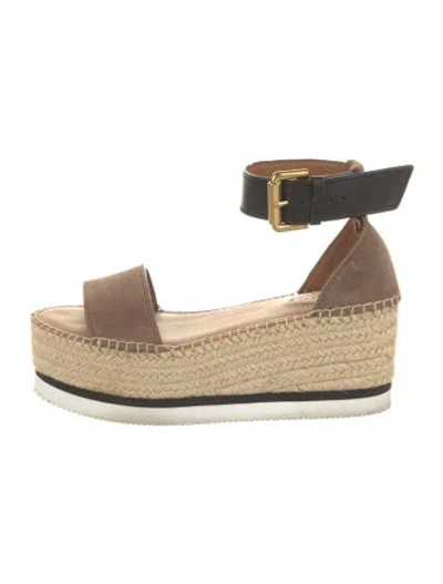 Pre-owned See By Chloé Suede Espadrilles In Neutrals