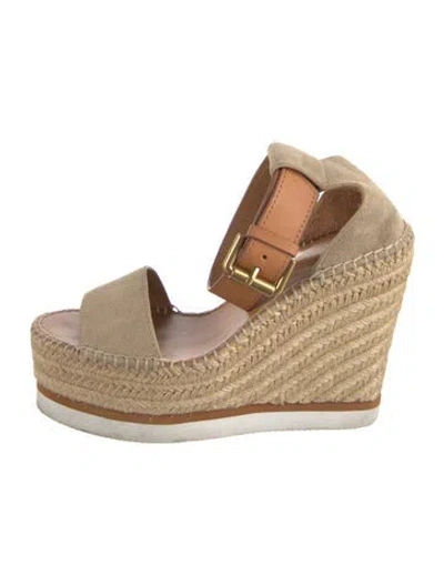 Pre-owned See By Chloé Suede Espadrilles In Neutrals