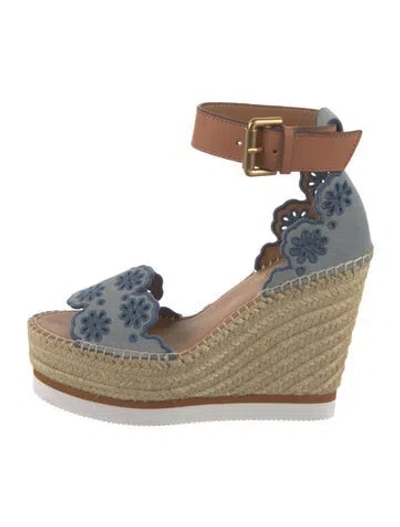 Pre-owned See By Chloé Suede Floral Print D'orsay Pumps In Brown