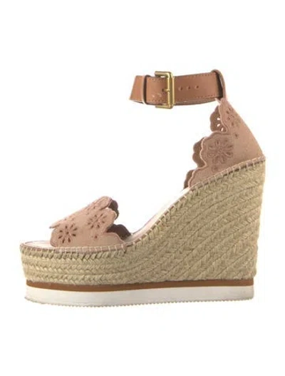 Pre-owned See By Chloé Suede Floral Print Espadrilles In Neutrals