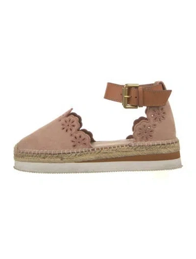 Pre-owned See By Chloé Suede Floral Print Espadrilles In Pink