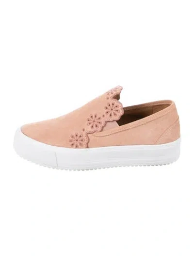 Pre-owned See By Chloé Suede Floral Print Flats In Neutrals