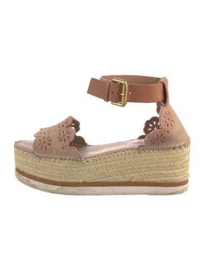 Pre-owned See By Chloé Suede Floral Print Pumps In Brown