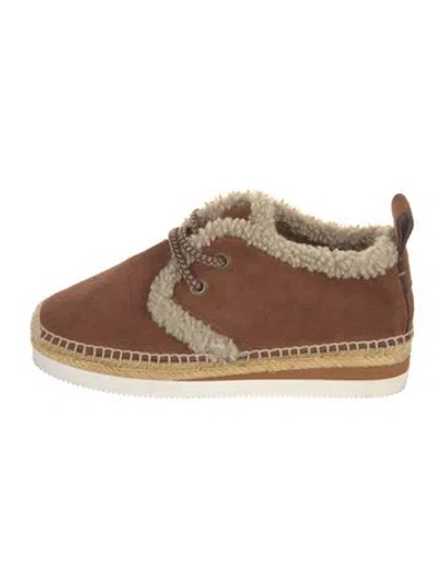 Pre-owned See By Chloé Suede Fur Trim Boots In Brown