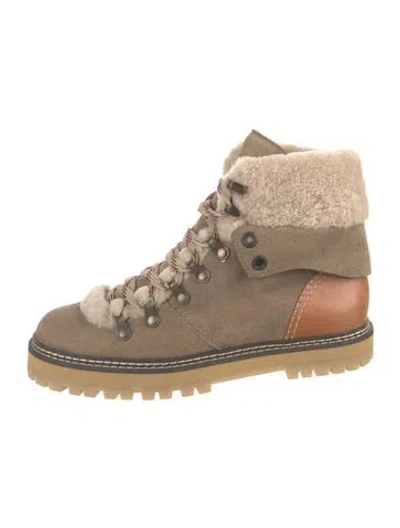 Pre-owned See By Chloé Suede Hiking Boots In Brown/neutrals