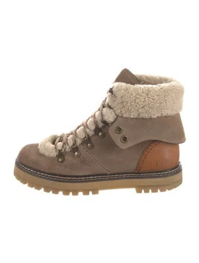 Pre-owned See By Chloé Suede Hiking Boots In Brown/neutrals