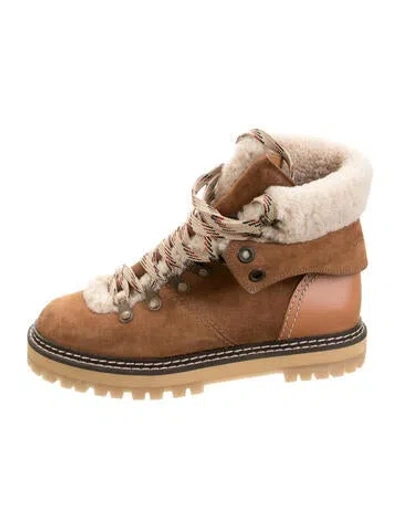 Pre-owned See By Chloé Suede Hiking Boots In Brown/neutrals