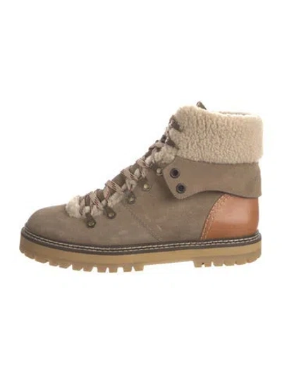 Pre-owned See By Chloé Suede Hiking Boots In Brown/neutrals