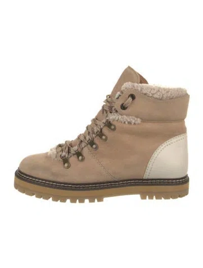 Pre-owned See By Chloé Suede Hiking Boots In Neutrals