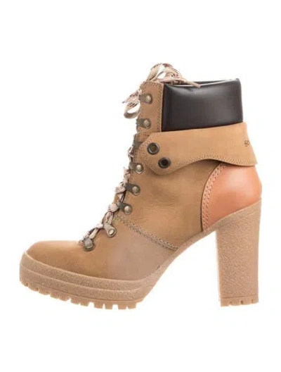 Pre-owned See By Chloé Suede Hiking Boots In Orange