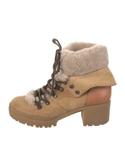 Pre-owned See By Chloé Suede Hiking Boots In Yellow