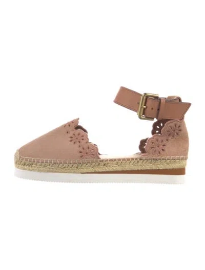 Pre-owned See By Chloé Suede Lace Pattern Espadrilles In Pink