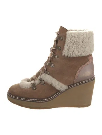 Pre-owned See By Chloé Suede Lace-up Boots In Brown
