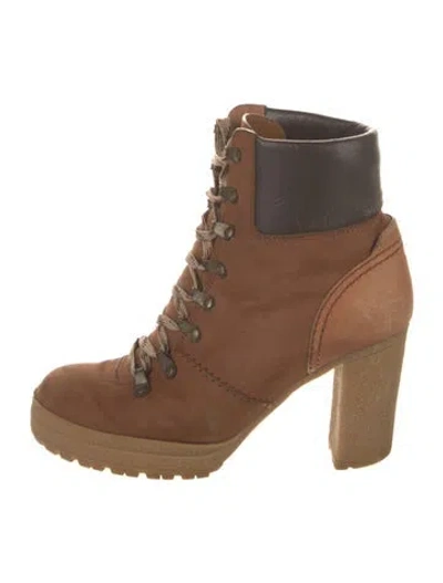 Pre-owned See By Chloé Suede Lace-up Boots In Brown
