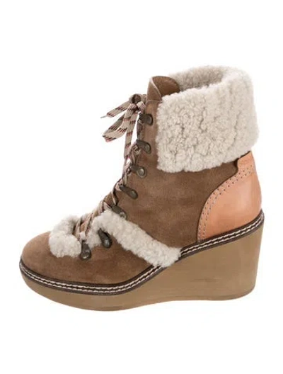 Pre-owned See By Chloé Suede Lace-up Boots In Brown
