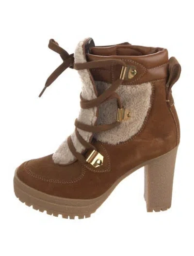 Pre-owned See By Chloé Suede Lace-up Boots In Brown