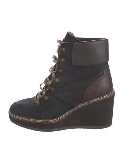 Pre-owned See By Chloé Suede Lace-up Boots In Multi