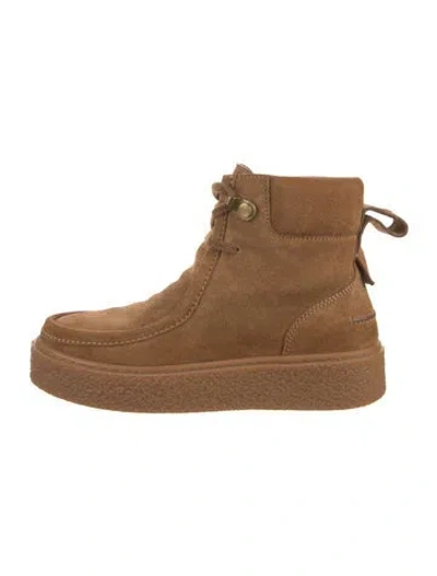 Pre-owned See By Chloé Suede Lace-up Boots In Neutral