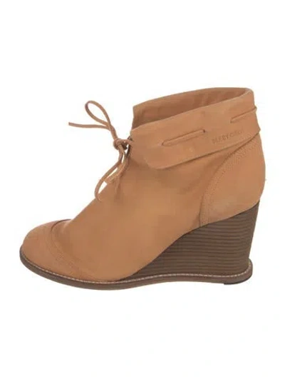 Pre-owned See By Chloé Suede Lace-up Boots In Neutral