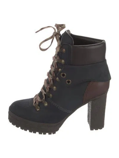 Pre-owned See By Chloé Suede Lace-up Boots In Neutral